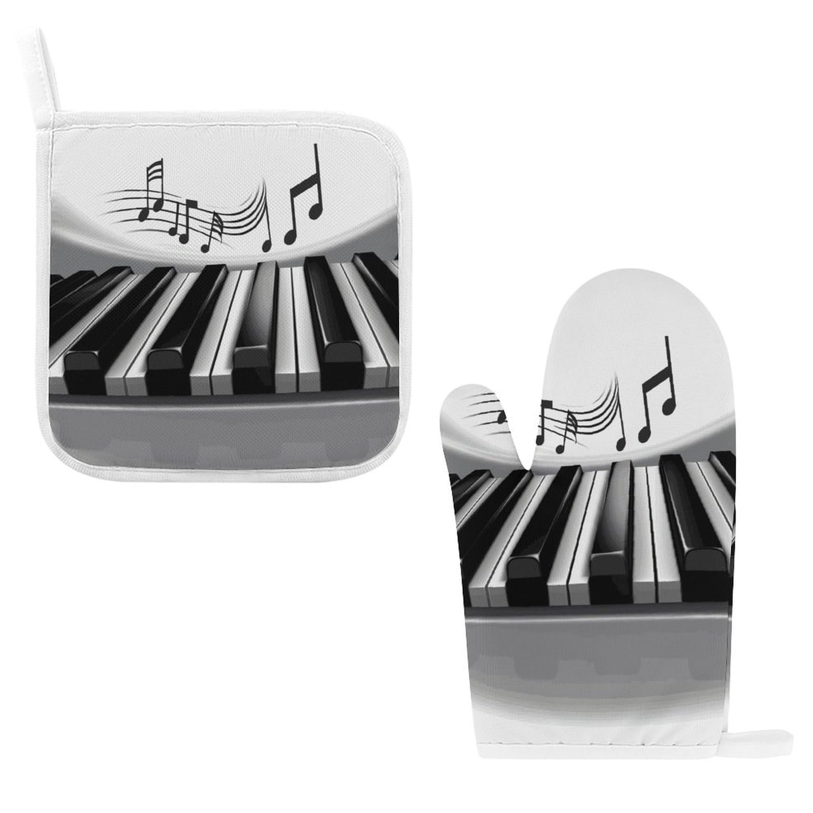 Fodpand Style Piano Music Symbol Oven Mitts And Pot Holders Sets