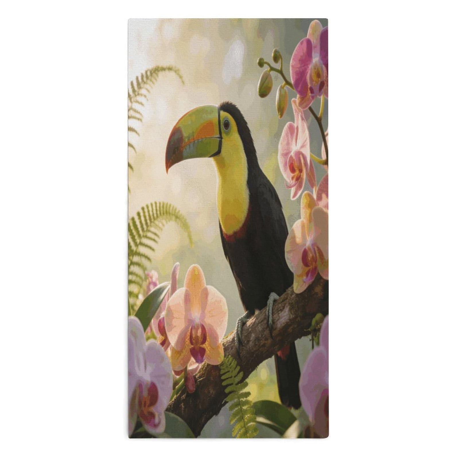 VstaDank The Morning Song of The Toucan and The Orchid Towel Quick Dry Absorbent Towels for Beach Thin Soft Lightweight Travel Bath Towel Sand Free Super Microfiber Face Towels for Sport Bath Adults