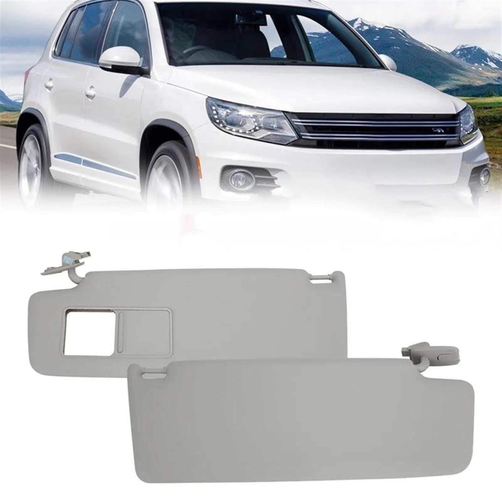 Aletta Parasole Interni per VW Tiguan 2009 2010 2011 2012 2013 2014 2015 2016,Aletta Parasole con Specchio Interni Auto Pantina Aletta Parasole Anteriore Ricambio,A-Grey Left