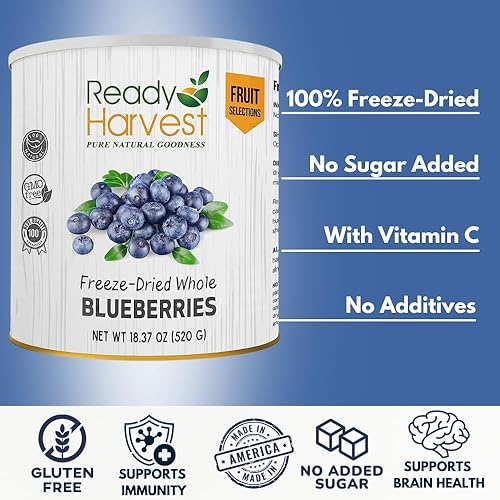 Miniatura 7 de Ready Harvest Arándanos liofilizados  Arándanos Frutas liofilizadas  Mezcla saludable de frutos secos  Comida para acampar, suministro de alimentos