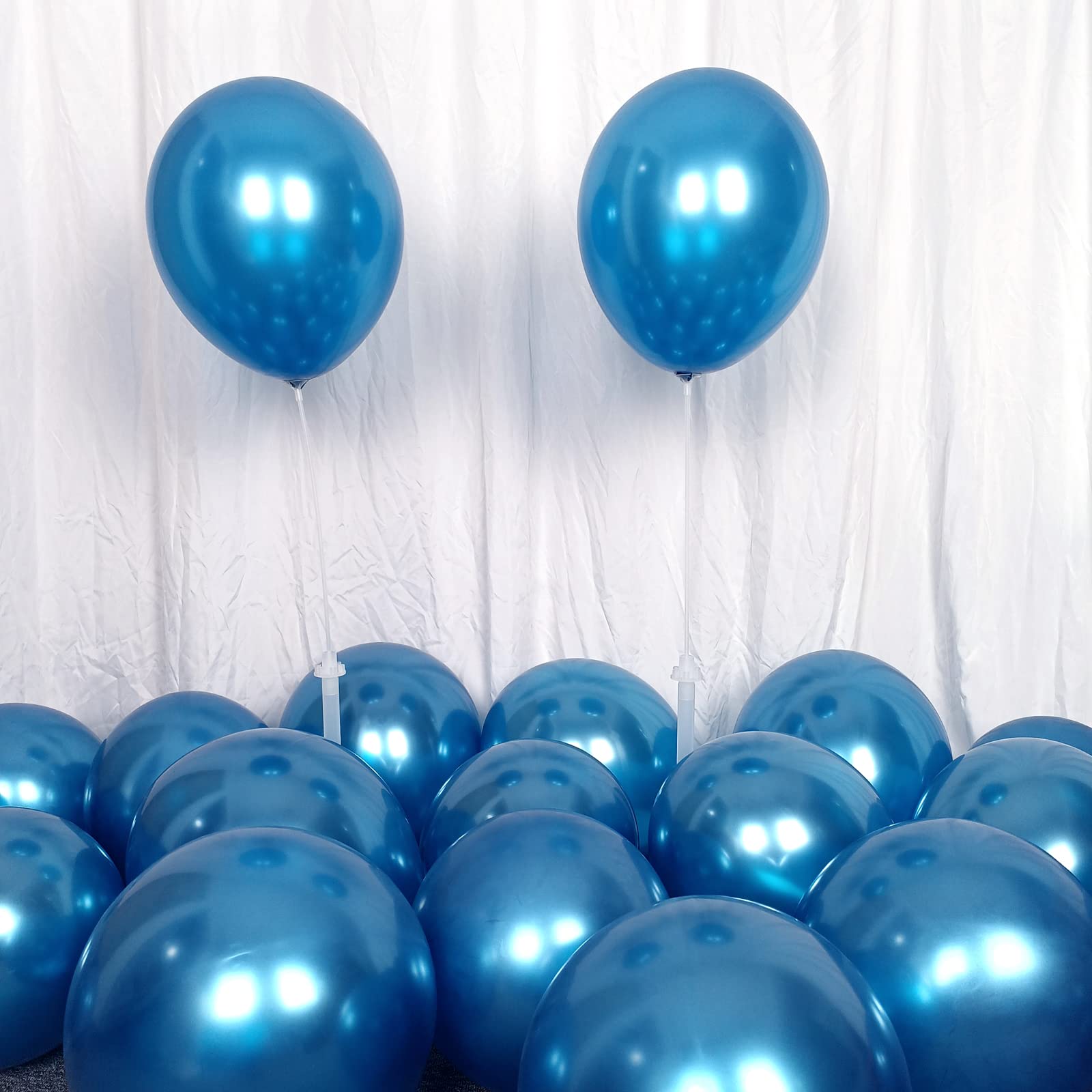KIRIKOU Chrome Metallic Blue Balloons 12inch 50 Pack Thick Latex Balloons for Birthday Wedding Baby Shower Graduation Christmas Party Decoration Helium Balloons (Blue)