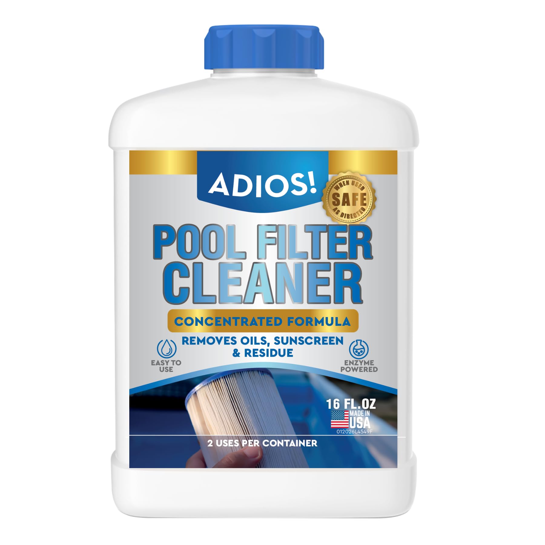 Pool Filter Cartridge Cleaner Soak and Degreaser with Enzymes - 16oz