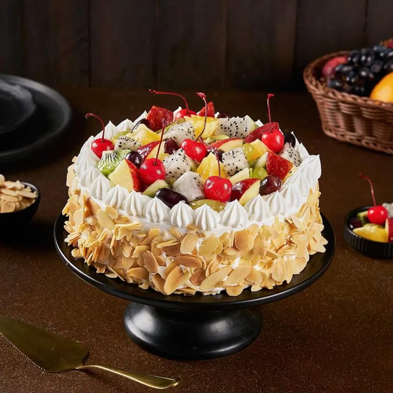 Bakingo Delicious Silky Smooth Fresh Tropical Fruit & Almond Vanilla Eggless Cake For Birthday Cake, Anniversary Cake, Valentine's Day Cake, Mother's Day Cake (Same Day Delivery) (0.5Kg)