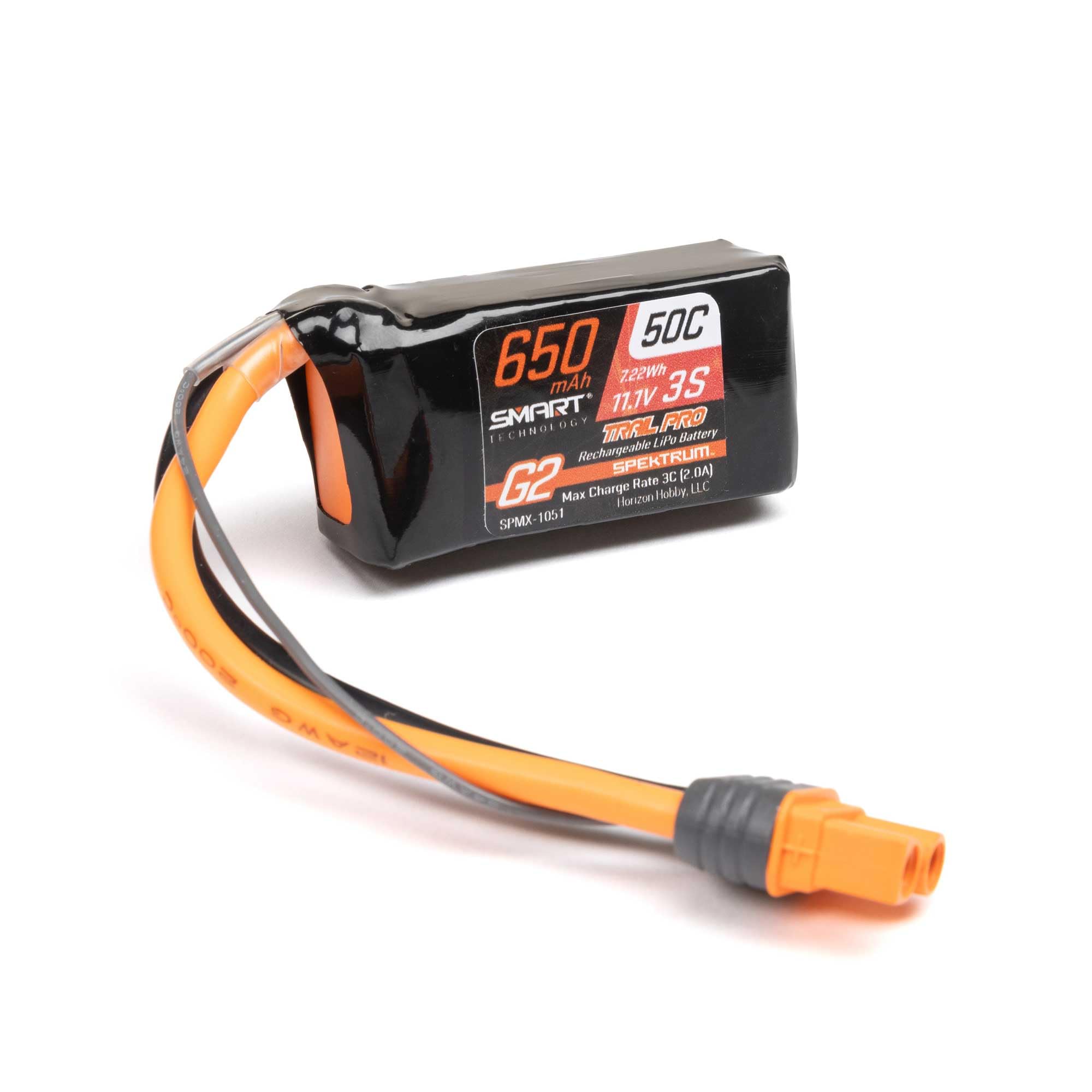 Spektrum Accessories Smart G2 Trail Pro 650mAh 3S 11.1V 50C LiPo w/ IC2, SPMX-1051