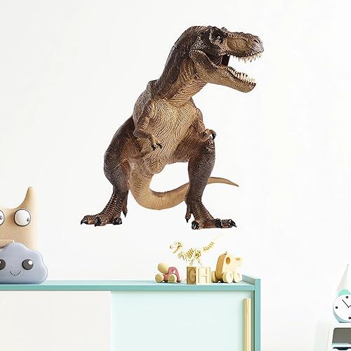 Miniatura 3 de Calcomanías de pared de dinosaurios de tiranosaurio Rex feroz, sacinora Wild Animal Wall Decals removibles de vinilo para niños, guardería, sala de