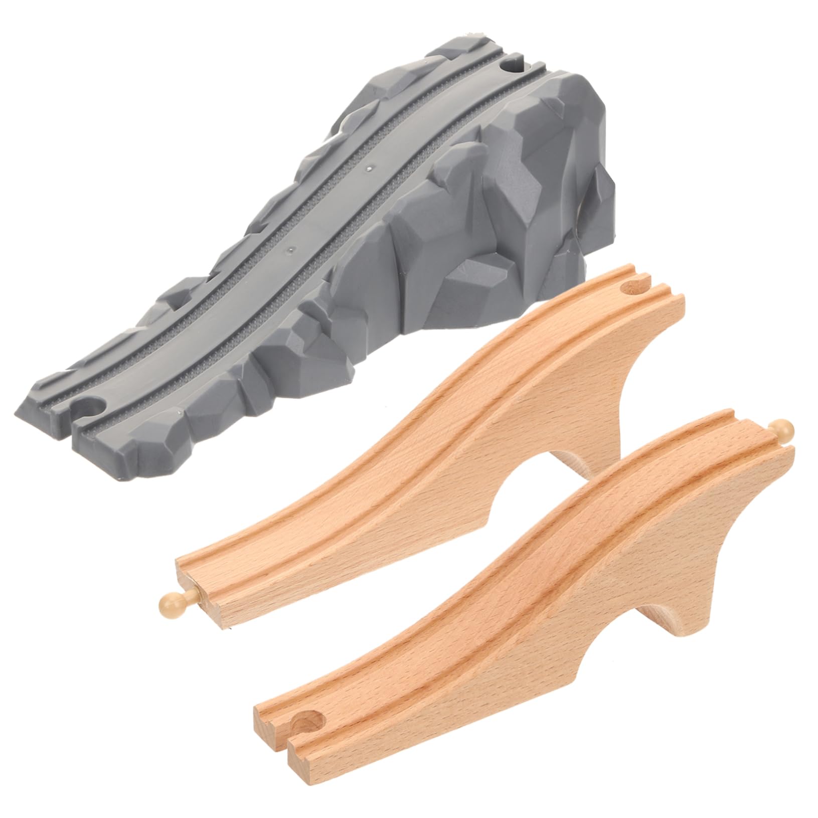 DECHOUS 2pcs Wooden Train Bridge Toy for Toy Train Track Expansion Railway Scene Accessories Set