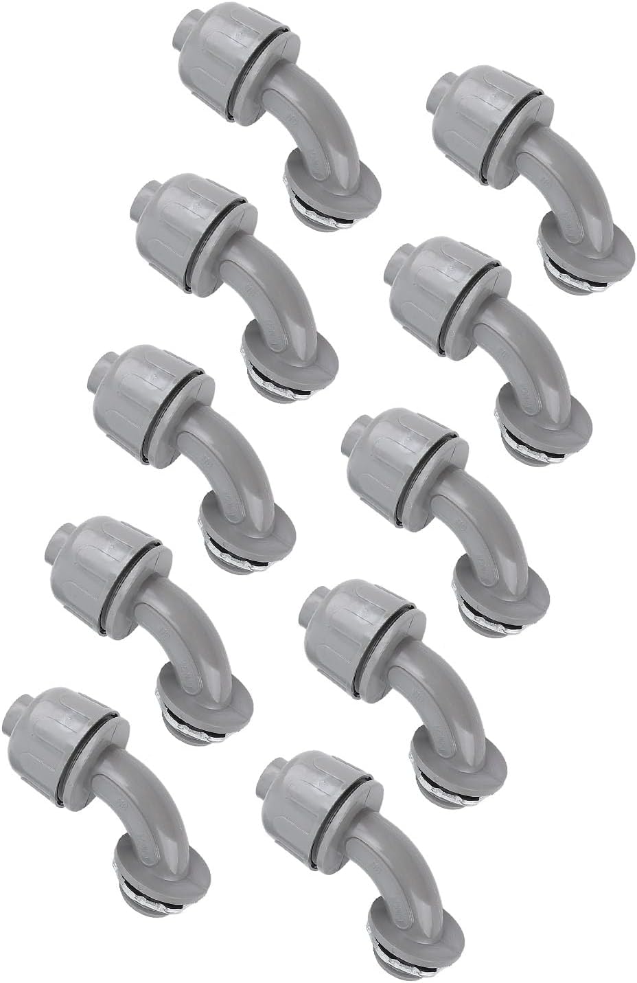 Dioche Degree 10Pcs 1in NPT Liquid Tight Connector Nylon 90 Degree Flexible Non Metallic Electrical Conduit Fitting for Home Kitchen Bathroom