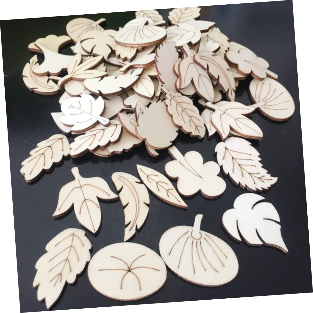 DOITOOL 3 Series Rodajas De Madera En Forma De Hoja Largo Suministros Fiesta Decoración Rústica Para Decoración Del Hogar Materiales Rebanadas Artesanía Elaboración Bambú 150 Piezas X 3