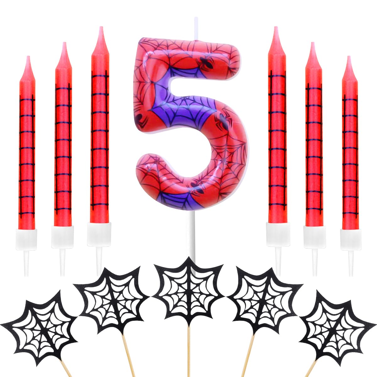 Geburtstagskerzen, Spinne Geburtstagskerzen Zahlen 1, TortendekoGeburtstag, GeburtstagKuchendeko, GeburtstagKerzen (Spinne, 5)