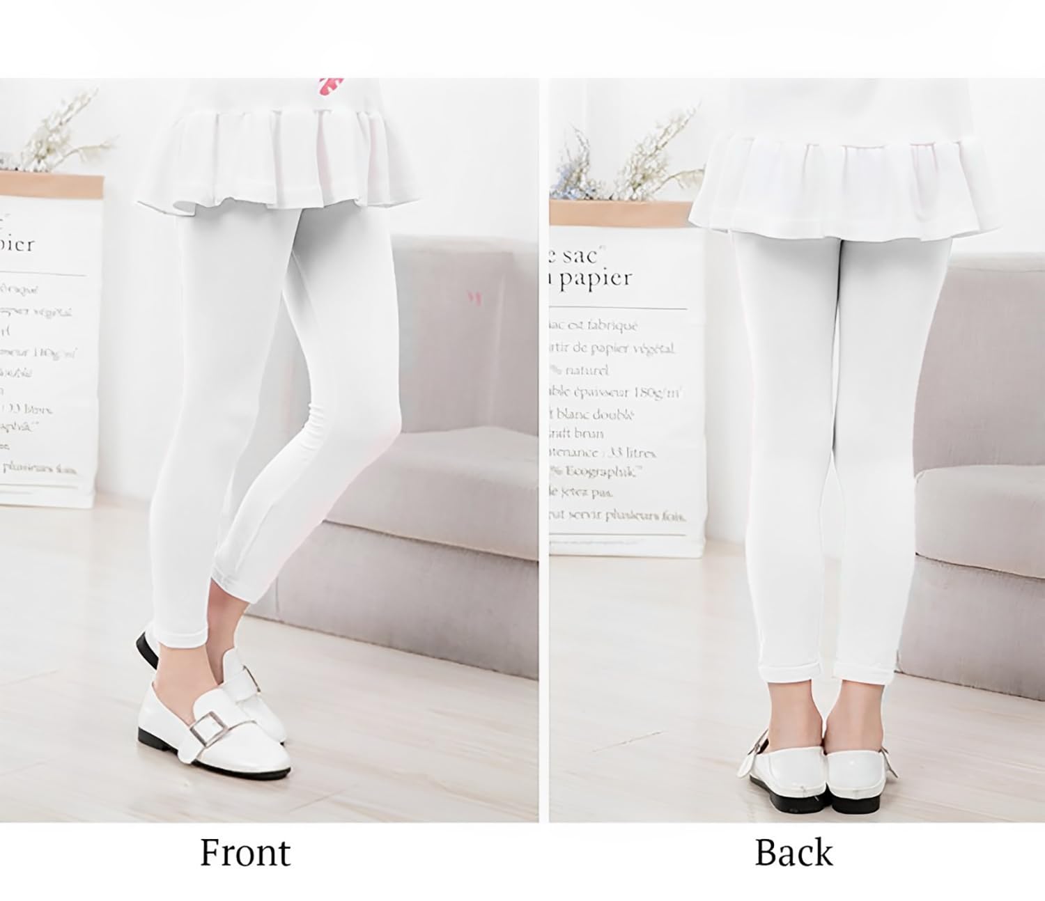 SYGA Girls Leggings, Soft & Stretchable Cotton Infant Toddler Leggings, Suitable for All Seasons, Size 7-8 Years(White) - Image 5 thumbnail