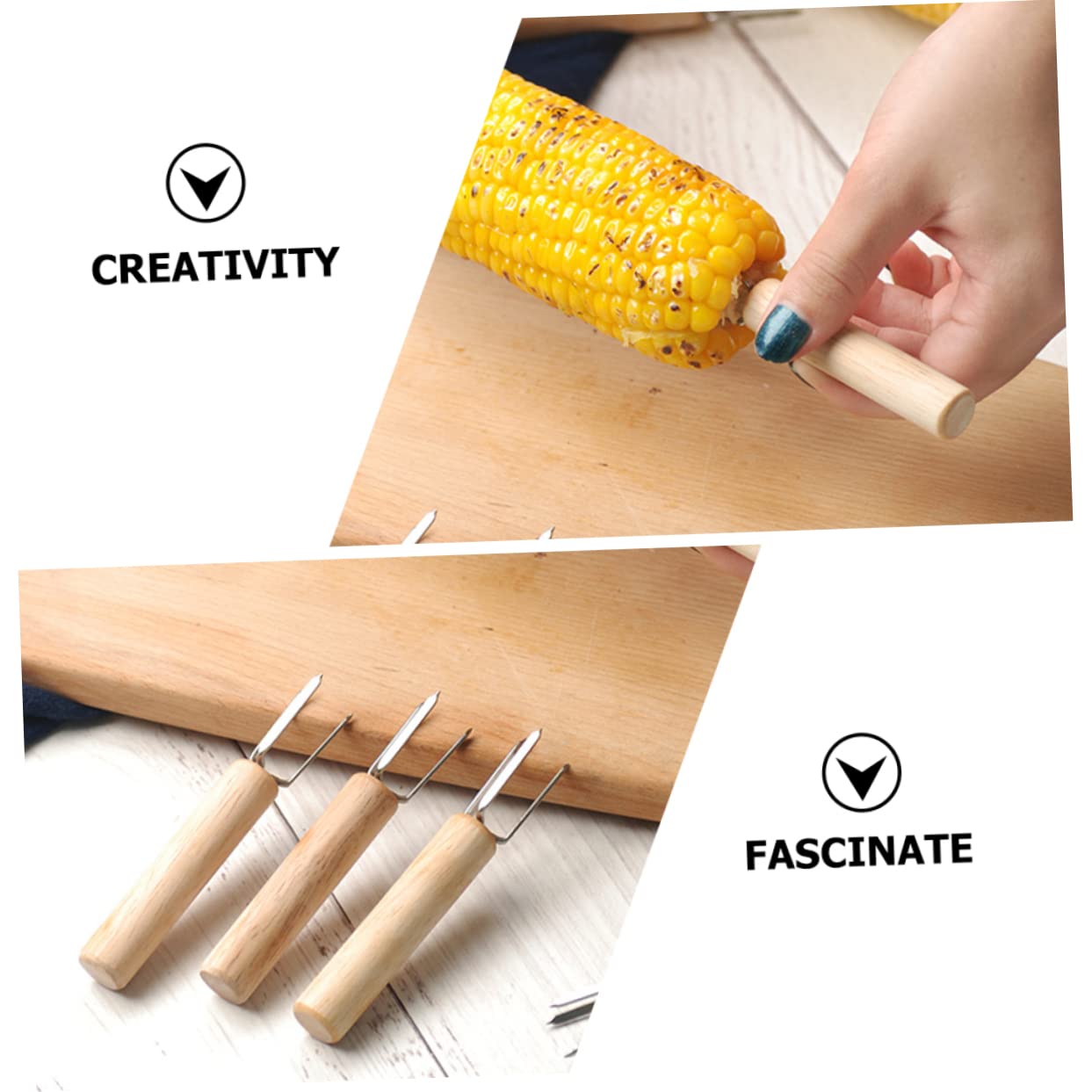 GLEAVI 5 Sätze Teiliges Maiskolbenhalter Aus Multifunktionale Bbq Gabeln Für Grillen Und Camping Praktische Spieße Für Fleisch Und Gemüse 6 Stücke * 5