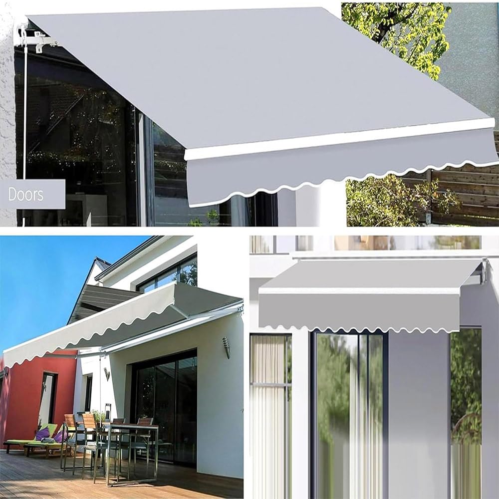 Esterno Tessuto per Tende da Sole Retrattile Tessuto di Ricambio per Tenda da Sole da Giardino, Terrazzo Telo per Tenda da Sole Impermeabile(Grey,10x8ft/300x250cm)