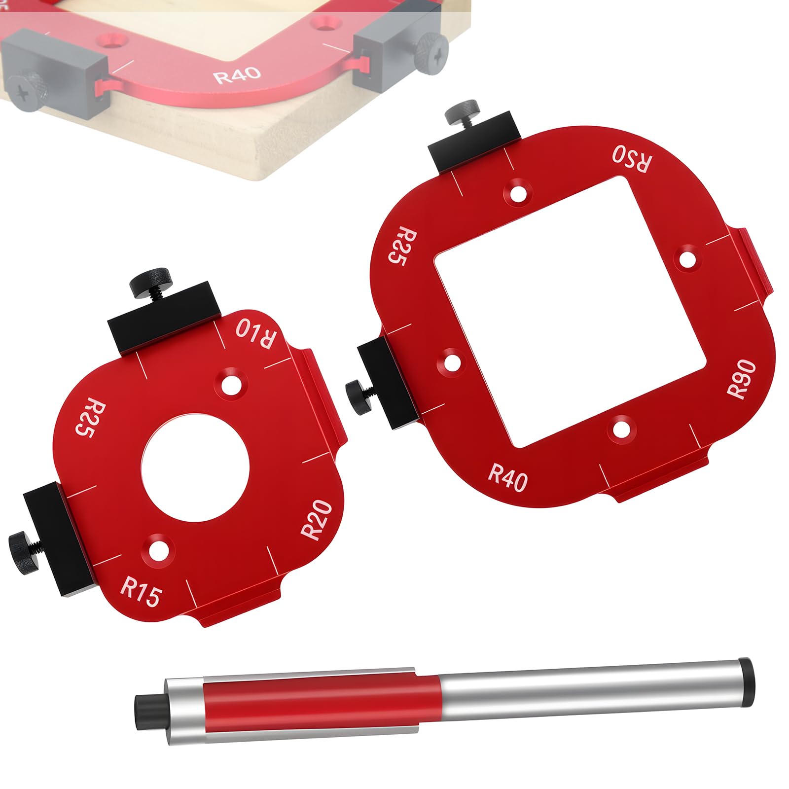 Router Template and Jig, Set of 3 Aluminum Alloy Radius Jig Corner Templates Radius Guide Router Arc Cutting for Woodworking Cutting DIY R10 R15 R20 R25 R30 R35 R40 R50