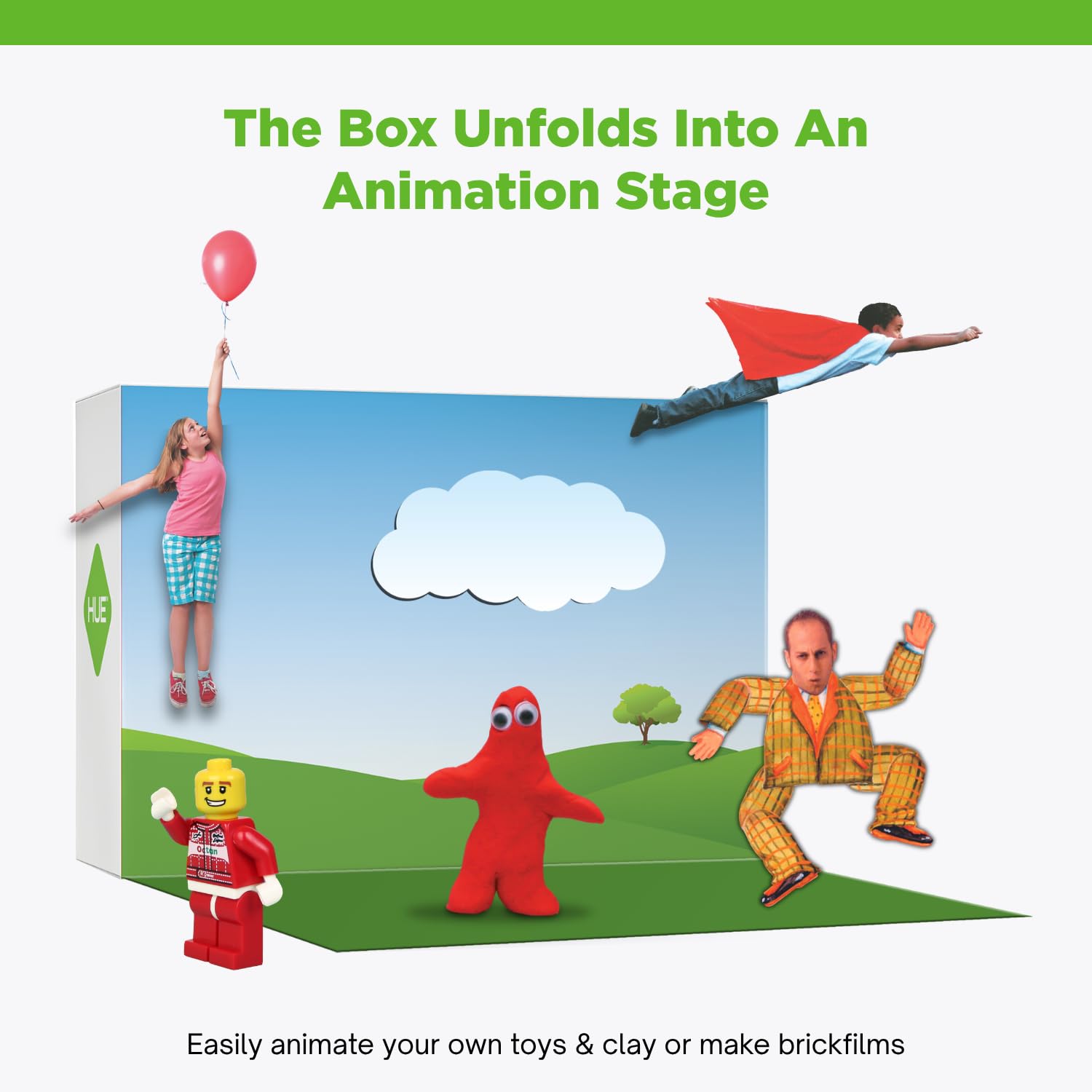 HUE Animationsstudio: komplettes Stop-Motion-Kit (Full HD 1080p flexible Kamera, Software, Buch) für Windows/macOS (Schwarz)