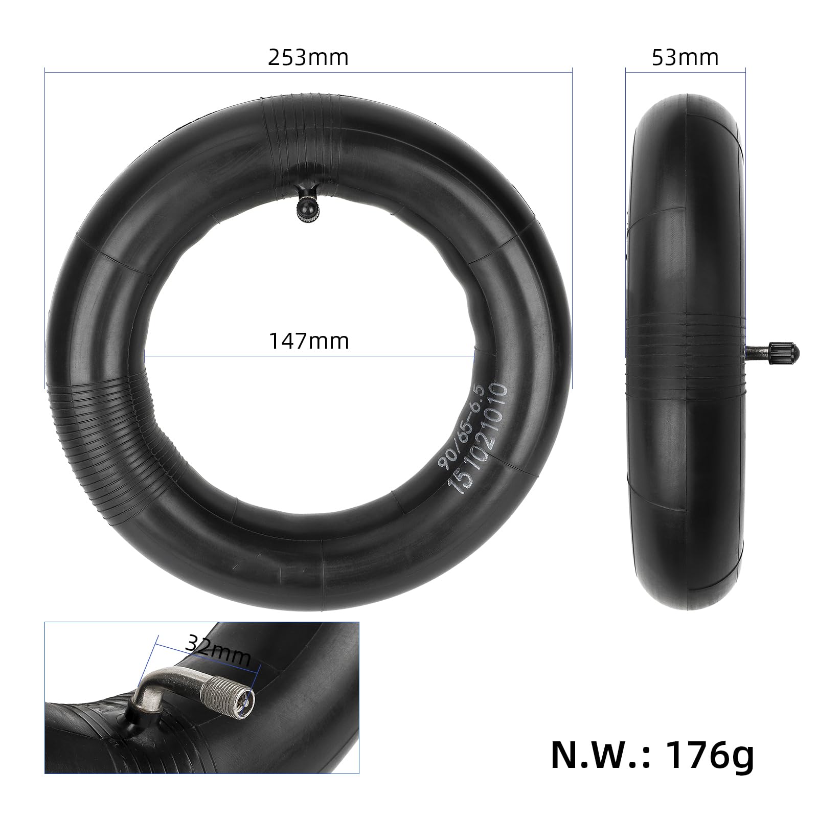 Pneu sans chambre à air 90/65-6,5 avec double épaisseur pour trottinette électrique Zero 11X/Speedual Plus/Dualtron Ultra/Kaabo