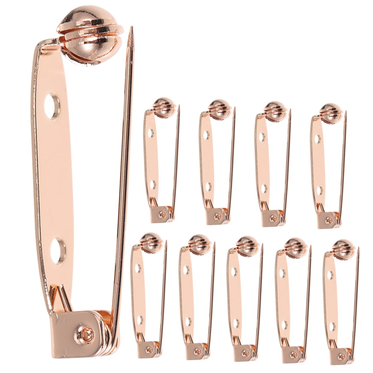 FRCOLOR 10Pcs Safety Pin Backs for Brooch Making Durable Craft Pins with Locking Mechanism for Jewelry Name Tags Corsages and DIY Projects