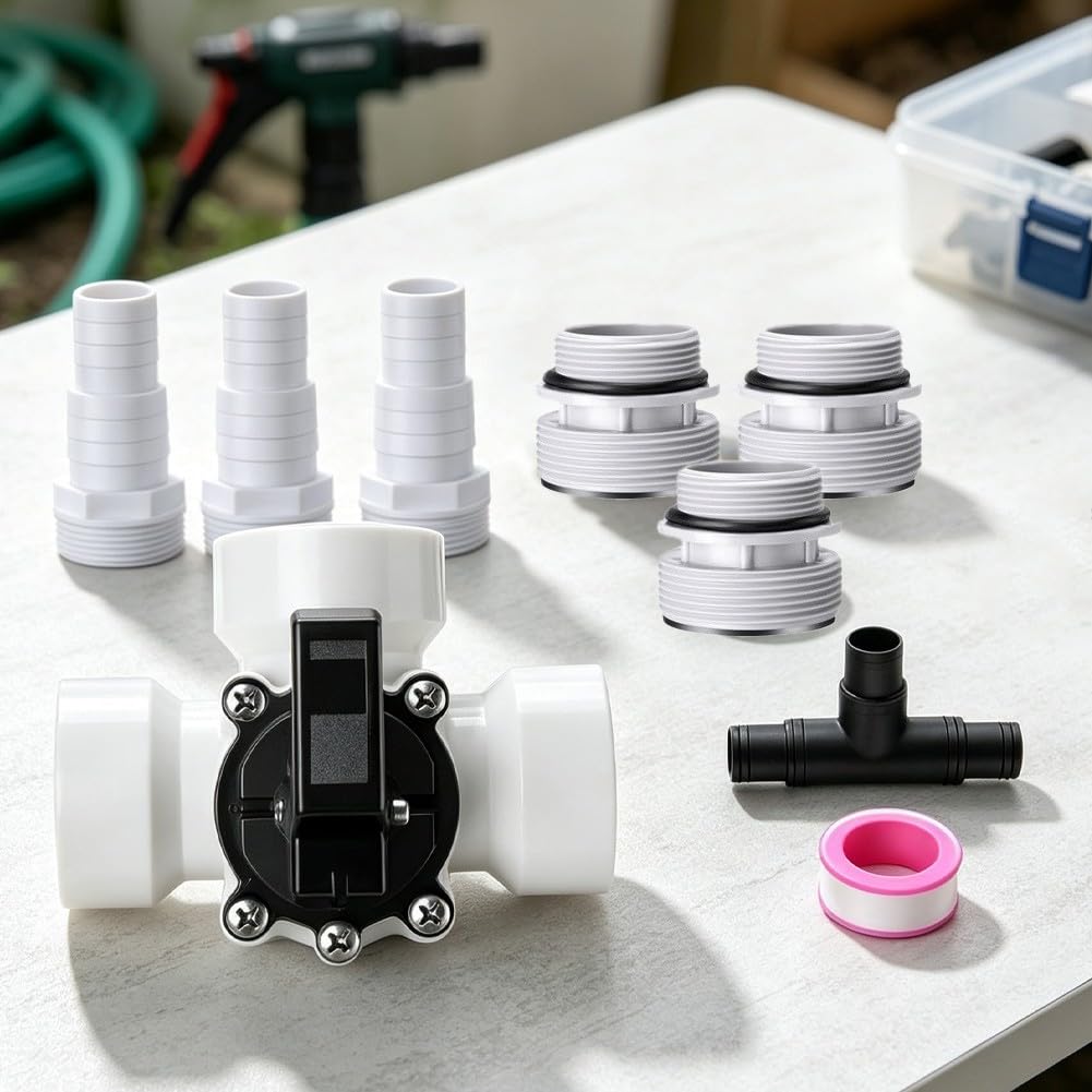Adaptateur de tuyau de valve de dérivation à 3 voies pour raccords de filtre de 3,8 cm avec pinces, raccord de régulateur de débit de pompe de piscine en ABS (noir)