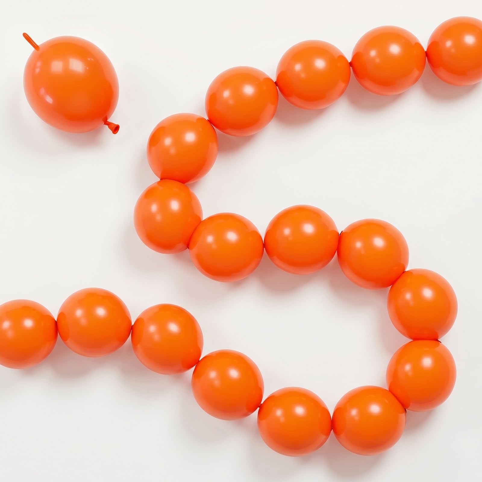 Orange Linking Balloons, 100PCS 6 Inch Orange Link Balloons for Making Balloon Wall Heart Arch, Tails Balloon for Birthday Graduations Bridal Baby Shower Fall Thanksgiving Halloween Party Decorations — image 1