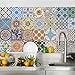 TOARTI 30 Pezzi Adesivi Piastrelle e Cucina,Adesivo per Pavimento de Bagno,Impermeabile PVC Autoadesivo Decorazione,Colorato Adesivi per Piastrelle Cucina,DIY Mosaico Adesivo Murale per Scala,15x15cm