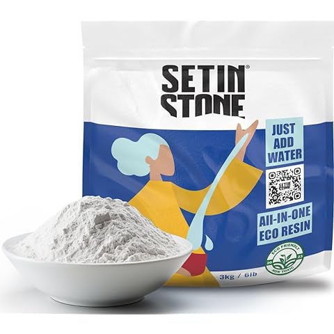 Unicone Art SETINSTONE Eco Casting Resin Powder Kit - Sustainable, Non-Toxic, Eco-Friendly, Water Based Formula - Easy to Use for DIY Art - 1 Bag Mineral + Polymer Powder - All in One (3kg/6lbs) Cover