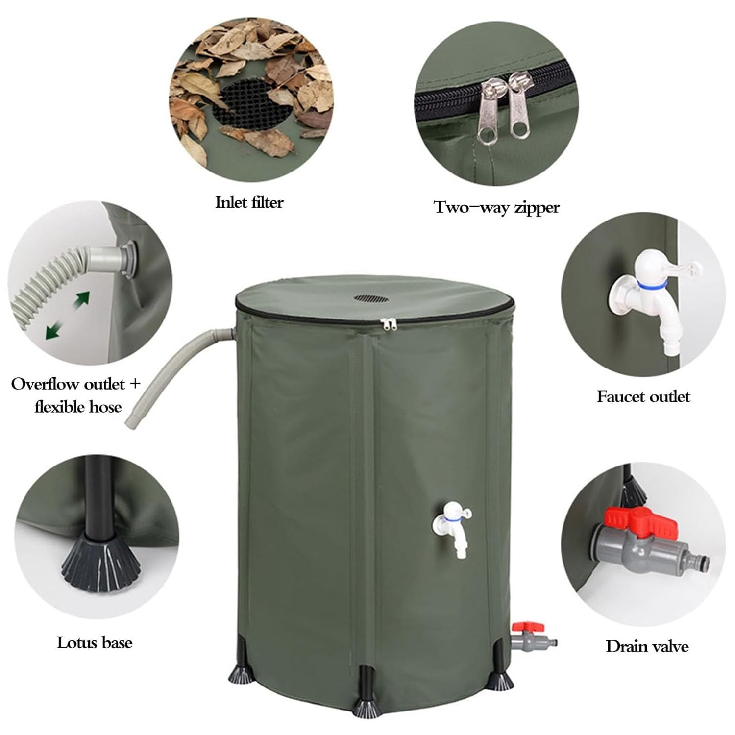 Sistema Plegable De Recolección De Agua De Lluvia Colector，Azul：160L | Sistema Plegable De Recolección De Agua De Lluvia, Barril de Agua de Lluvia, depósito portátil para almacenamiento