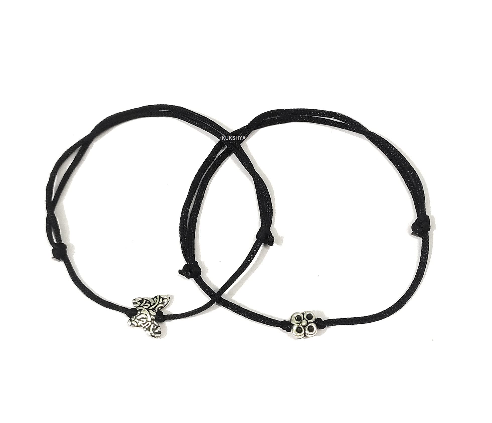 KUKSHYA JEWELLERS 925 Sterling Silver BUTTERFLY + FLOWER CHARM Black Thread Anklet| Bracelet Adjustable For Women & Girls 2 Piece(TP 081) (B09FYLWGS4) Amazon Price History, Amazon Price Tracker
