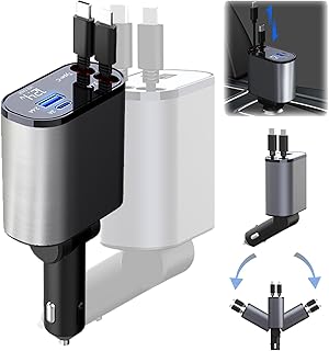 Retractable Car Charger,Retractable Car Dual USB Charger,Retractable Car Charger Fast,Dual USB Car Charger,Universal Fast Car Charger Adapter for All USB - C Phones,USB C Car Charger (1PC)