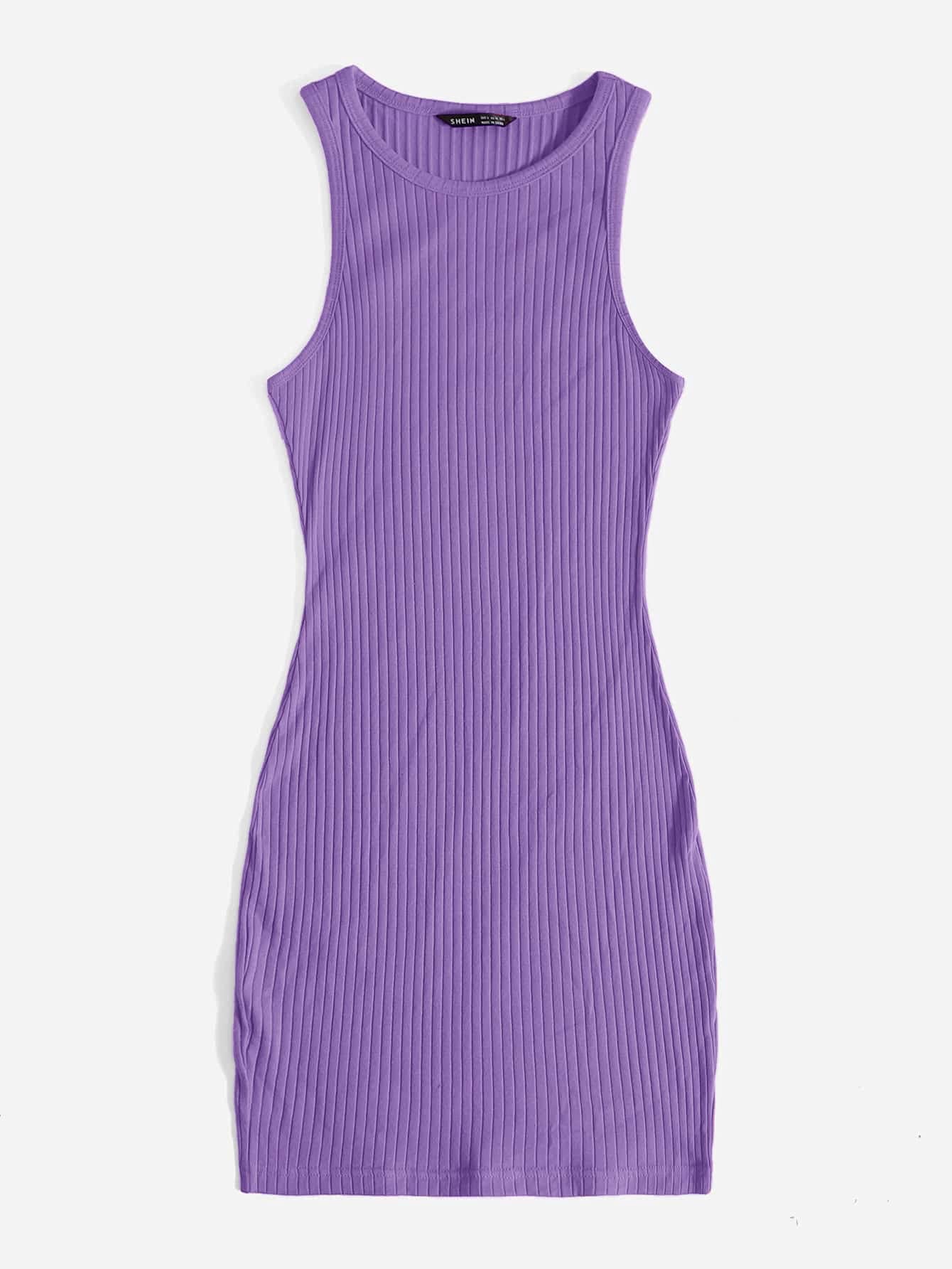 purple ribbed dress Chic Purple Two-Piece Dress - Ribbed Bodycon 2-Piece Dress - Set