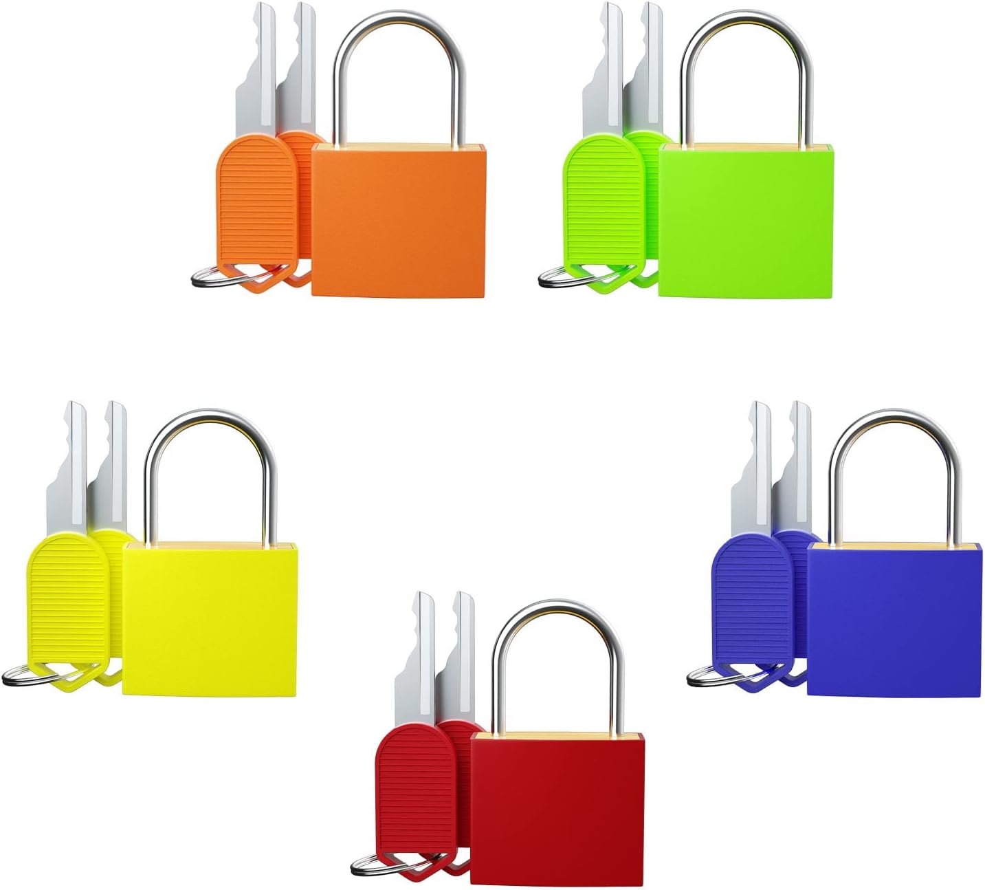 5Pcs Small Locks with Keys, Multicolor Luggage Locks ABS Plastic Covered Copper Keyed Padlock for Suitcase, Backpack, Gym Locker, Jewelry Box