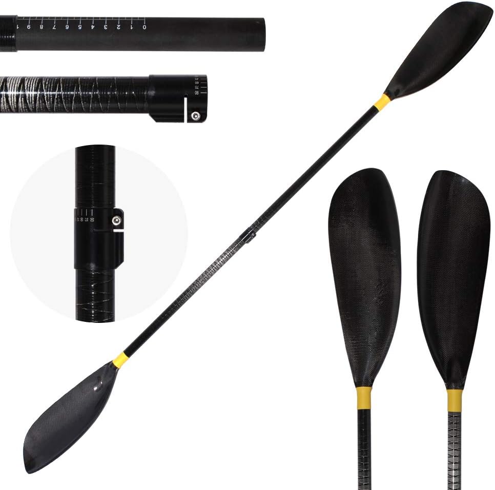 2-Piece Kids Max Adjustable Carbon Fiber Kayak Paddle with Aluminium Adjuster 2-Piece Kids Max Adjustable Carbon Fiber Kayak Paddle with Aluminium Adjuster