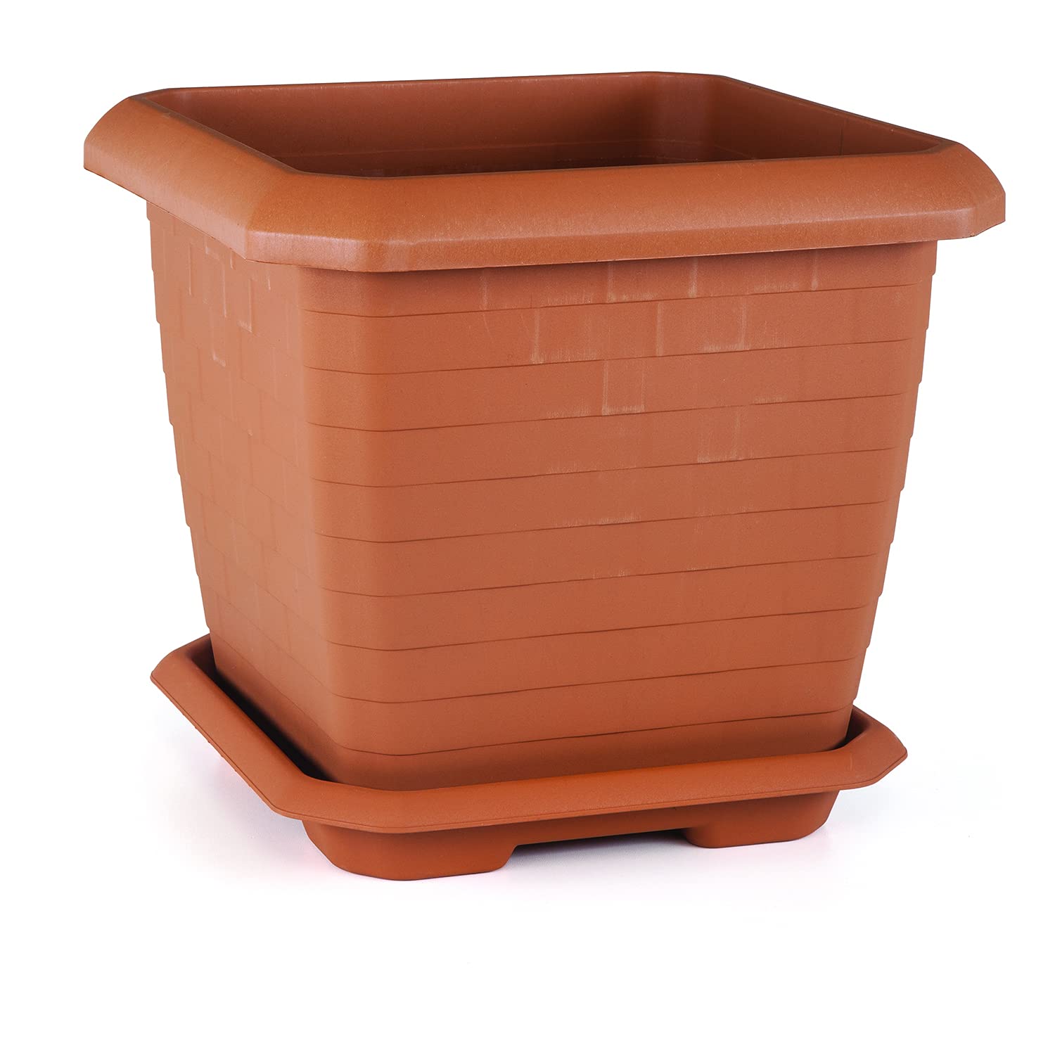 Serinova HK04 Hisar Kare Saksı No:4 Tabaklı 44,2 cm, 44 Litre Kiremit
