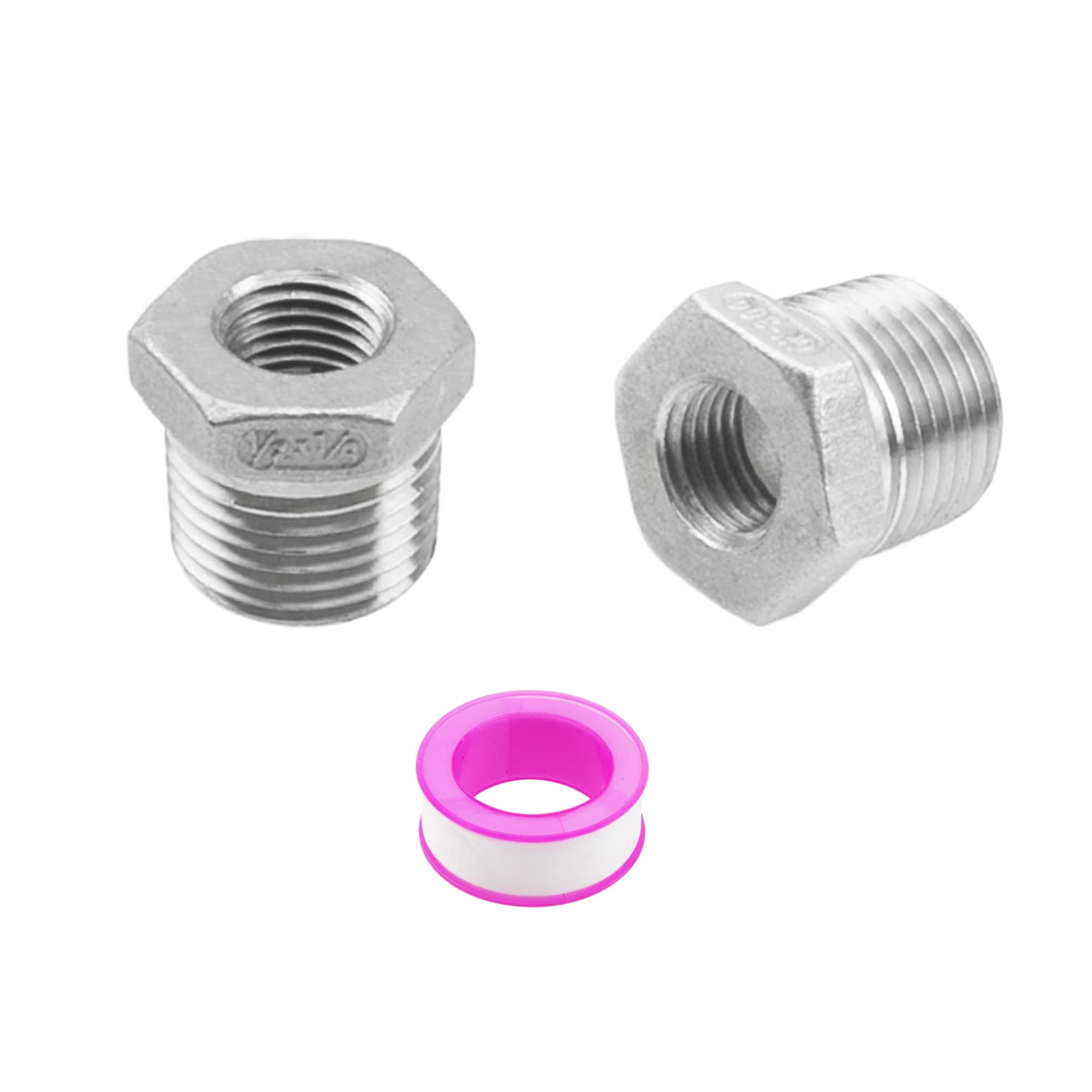 5PCS 304 Stainless Steel Reducer Hex Bushing, 1" NPT Male - View #11