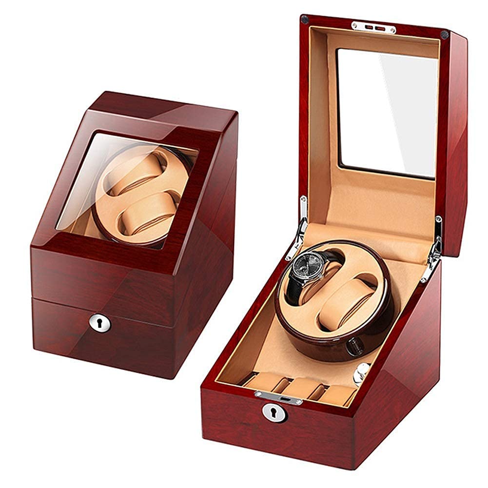 Automatische Uhr Wickelkasten Holz mit 2+3 Lederuhren Aufbewahrungstasche Display Box Klavierfarbe 5 Drehmodi