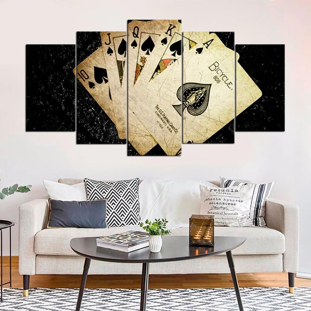 Tableau decoration murale salon grand format toile blackjack 5 pièces - 7