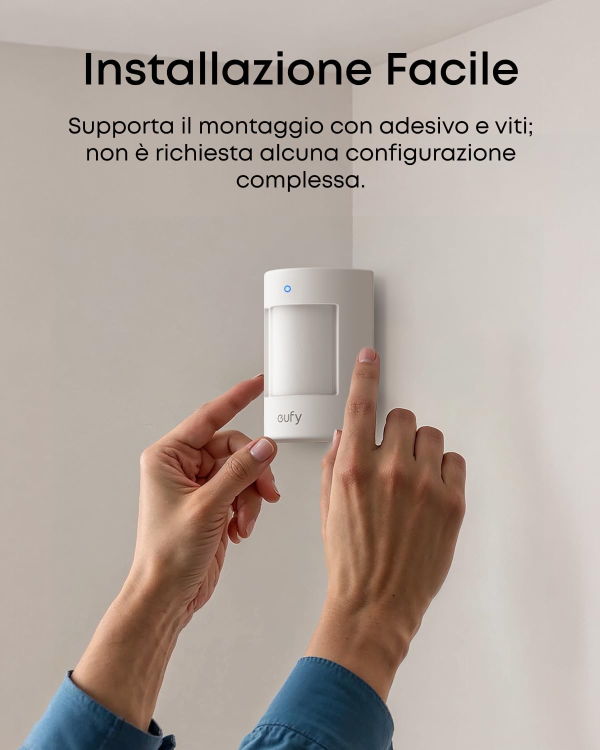 eufy E20 Sensore Moto, Rilevamento Pet-Friendly per ridurre falsi allarmi, batteria di 5 anni, installazione facile. Richiesta versione UE di HomeBase 2, 3, Mini o Pro.