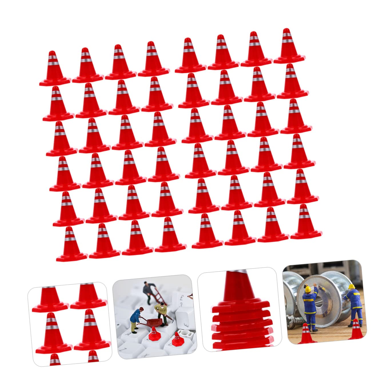 FUNOMOCYA 60pcs Simulation Road Cones Miniature Road Cones for Boys and Girls Plastic Park Scene Toys for Architecture and Training