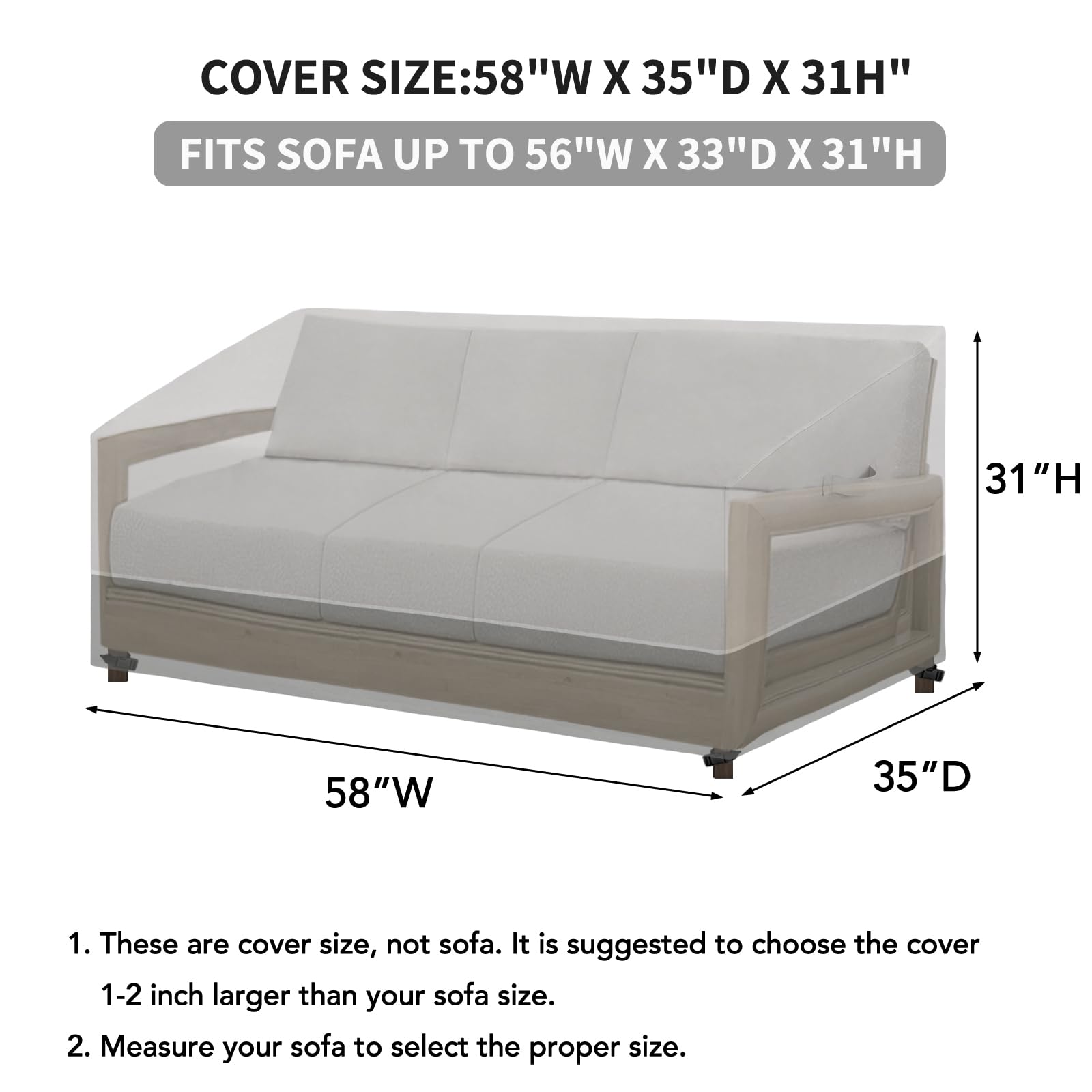 Easy-Going Patio Loveseat Covers 58Wx35Dx31H