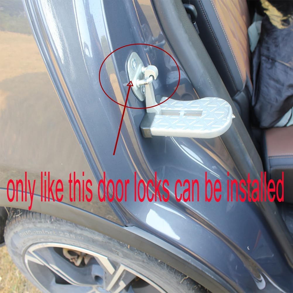 Universal Car Door Step, Foldable Door Latch Step Stand Pedal Car Door Latch Hook Step Easy Access to Rooftop for Most car (Silver)