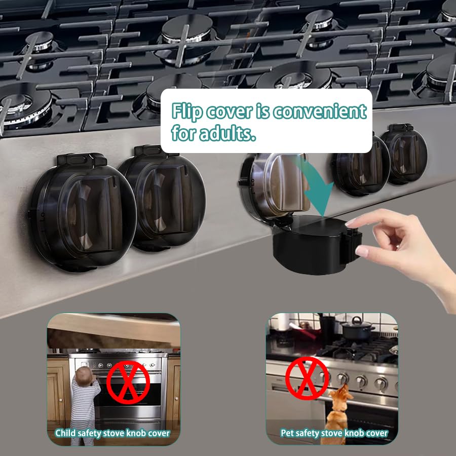 Stove Knob Safety Covers & Gas Stove Knob Locks Childproof Oven Lock 5 Pack | Heat-Resistant ABS Stove Locks Child Safety/pet Safety Fit Knob Covers