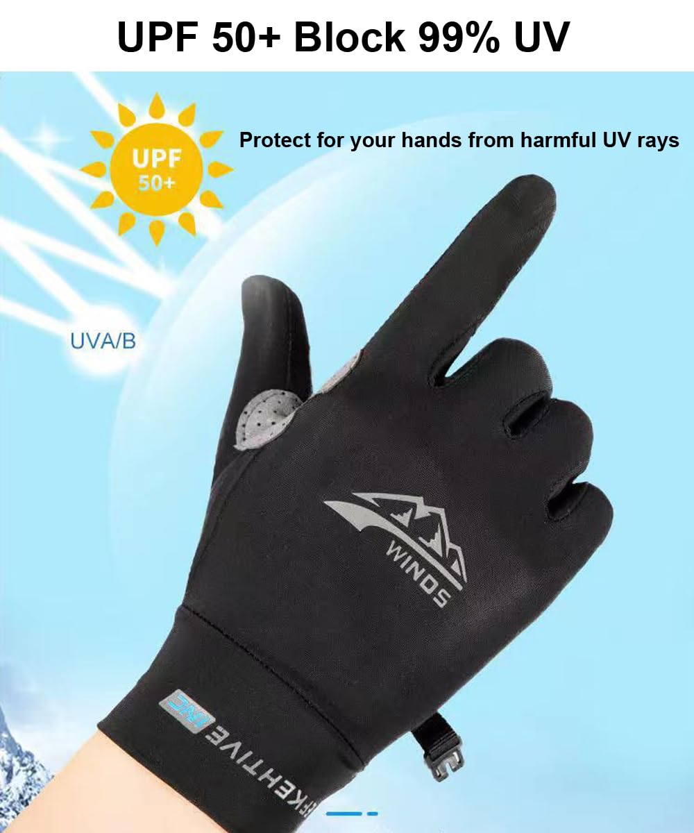 SUJAYU Guantes de protección UV de dedo completo, para mujeres y hombres, guantes finos de pesca, senderismo, ciclismo, conducción, gimnasio