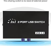 Vista 5 de ASHATA Interruptor manual para uso compartido USB 2.0 de 2/4 puertos, interruptor de escáner de impresora, interruptor de uso compartido USB
