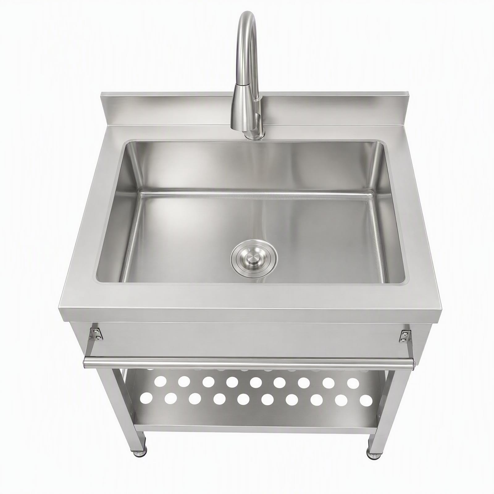 Lavello autoportante in acciaio inox con barra trasversale, 65 x