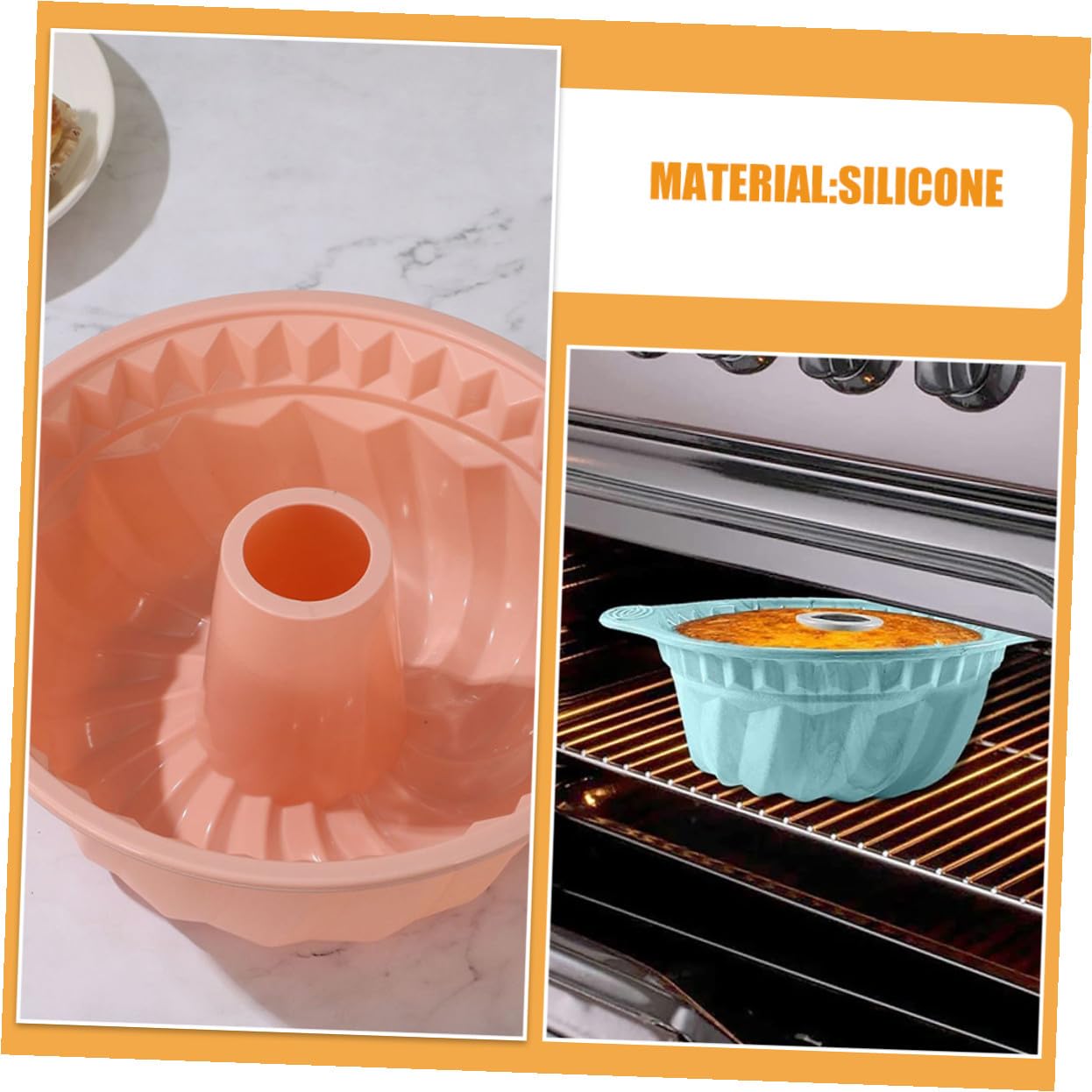 Zerodeko Set 3 Stampi per Torta in Silicone Antiaderente, Forma Rotonda Apertura a Stufa, capacità Grande per Forno e Lavastoviglie