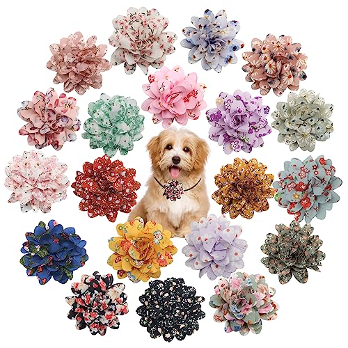 Windspeed 20Pcs Dog Flower Collar Accessory, Multi-Color Pet Flower Collars Dog Bow Tie Charms for Puppy Collar Grooming Accessories