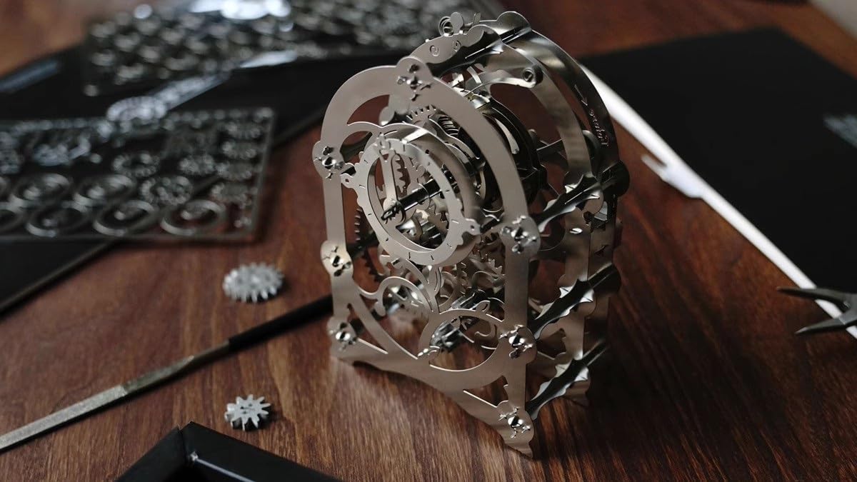 Zestawy modeli mechanicznych 3D z metalowymi łamigłówkami, zestawy modeli do samodzielnego montażu, dla dorosłych Zestawy modeli zegarów, stwórz własne puzzle dekoracyjne do domu 62 szt.