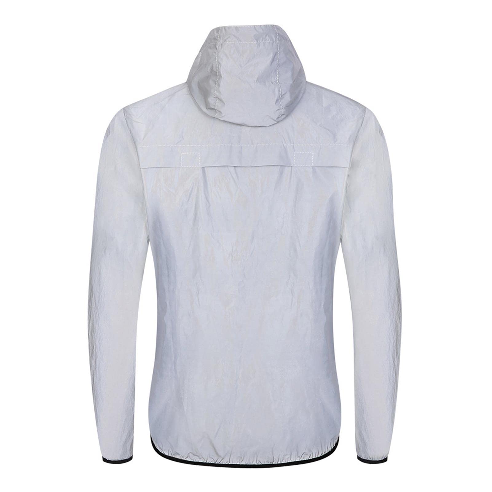 Giacca Ciclismo da Uomo con Cappuccio Full Reflective Top MTB Cycling Windbreaker Travel Sport Coat,Argento,XL