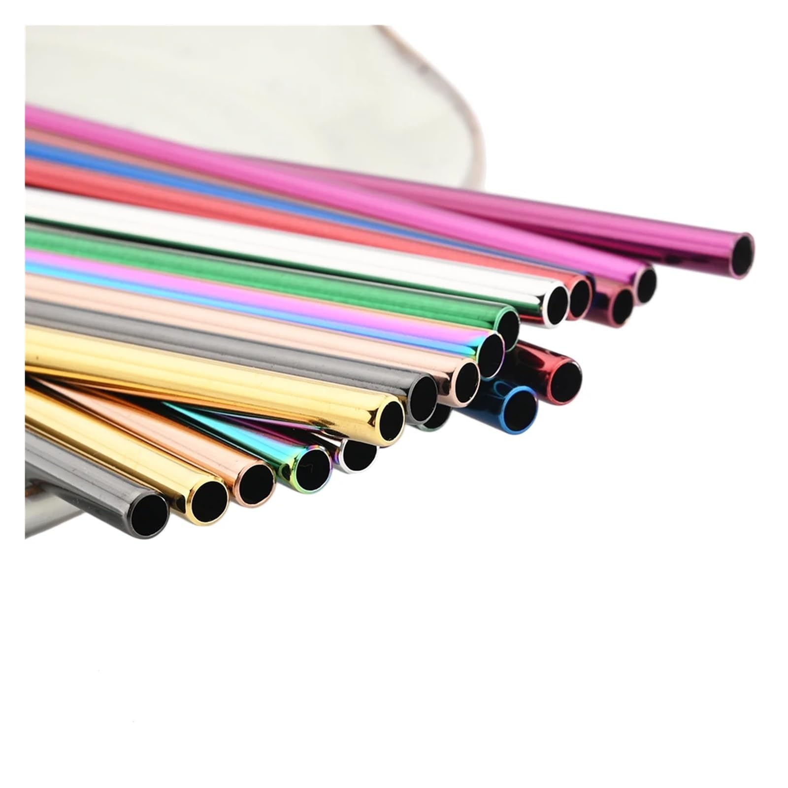 Strohhalme 20-teiliges Set wiederverwendbarer Trinkhalme aus Edelstahl 304 – ideal for Partys, Saftbars und mehr für Smoothie(Green straight)