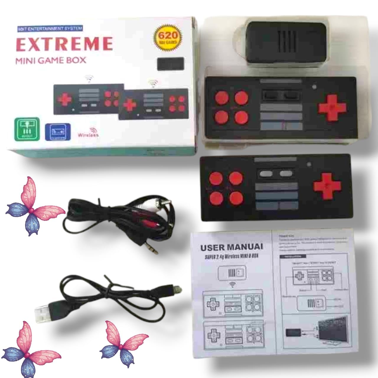 GAME GURU 8 Bit Video Game Console 620 U-Stick Extreme Mini Game Box Built-In 620 Games With Wireless Controllers,for 12 months and up,color Black 4