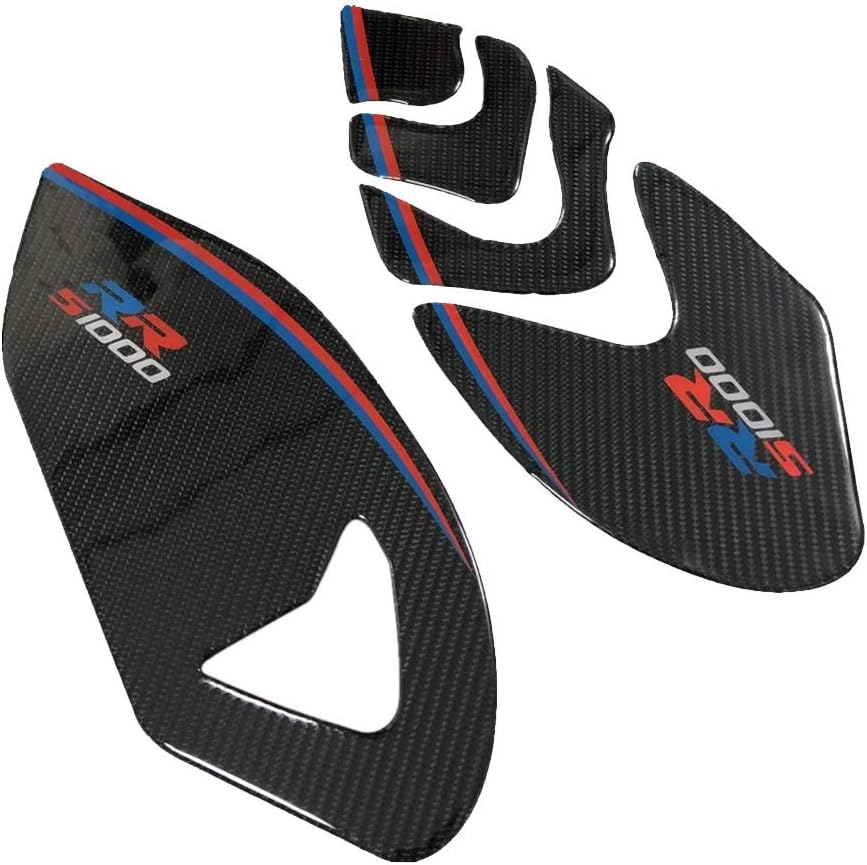 Motorcycle Carbon Fiber Tank Pad Sticker Gas Oil Fuel Tank Pad Decal Tank Protector Emblem Compatible with BMW S1000RR (Gas Cap) Black