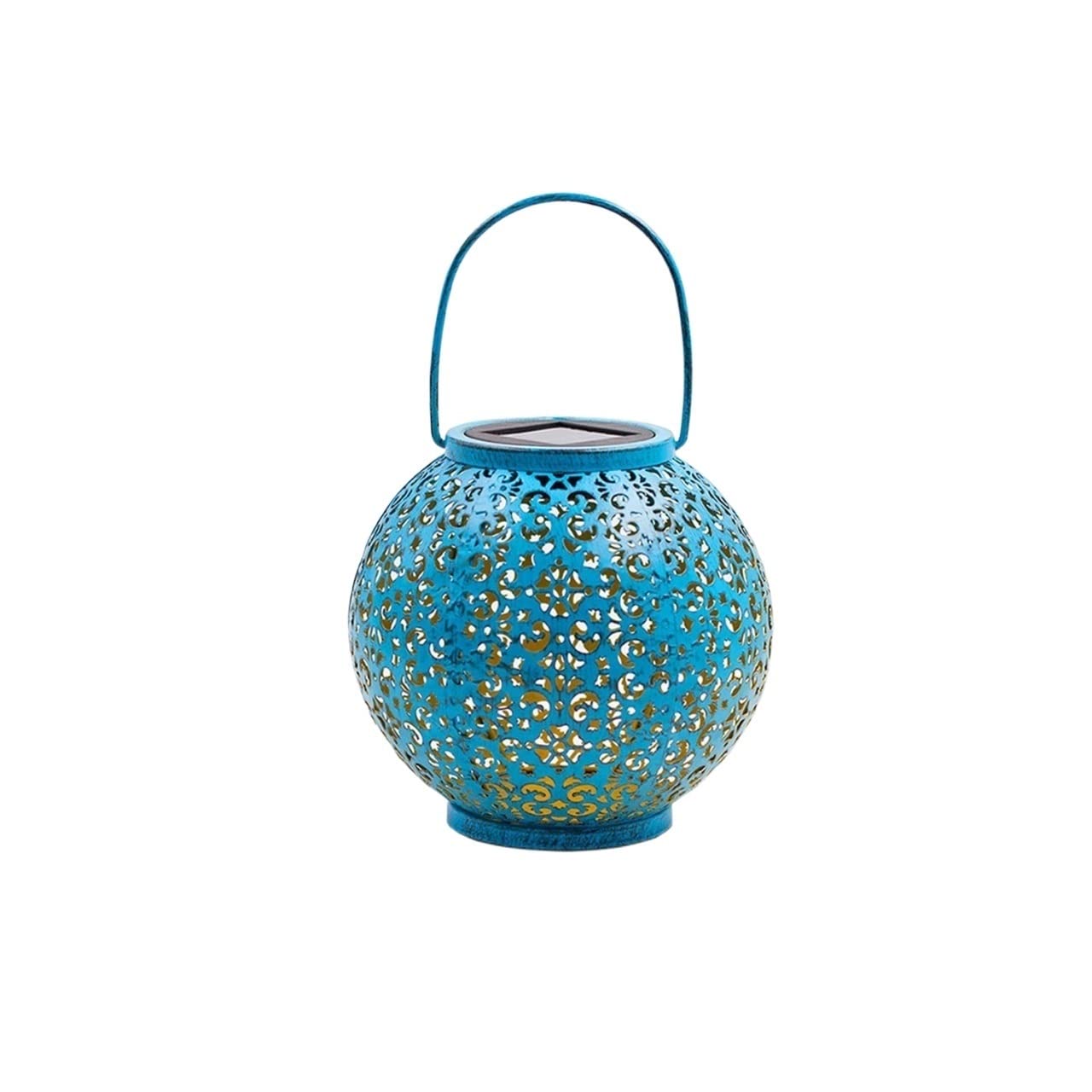 Lampa ogrodowa na zewnątrz metalowa solarna wisząca latarnia światła do ogrodu werandy patio krajobraz dekoracja niebieski/srebrny (niebieski)
